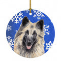 Belgian Tervuren Winter Snowflakes Holiday Ceramic Ornament Christmas Tree Hanging Decorations for Home Christmas Holiday, Party, Gift, 3 in, Multicolor