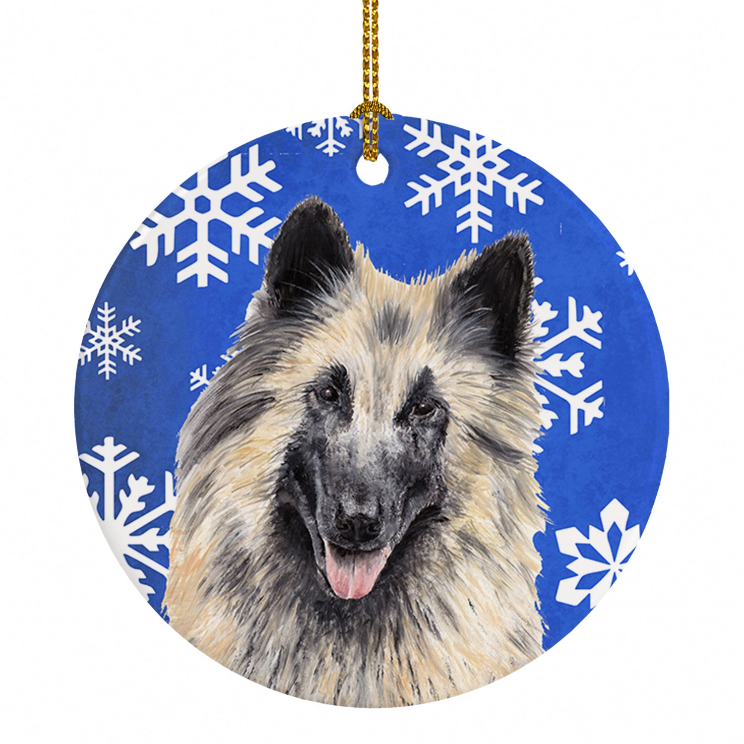 Belgian Tervuren Winter Snowflakes Holiday Ceramic Ornament Christmas Tree Hanging Decorations for Home Christmas Holiday, Party, Gift, 3 in, Multicolor