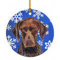 German Shorthaired Pointer Winter Snowflakes Holiday Ceramic Ornament Christmas Tree Hanging Decorations for Home Christmas Holiday, Party, Gift, 3 in, Multicolor