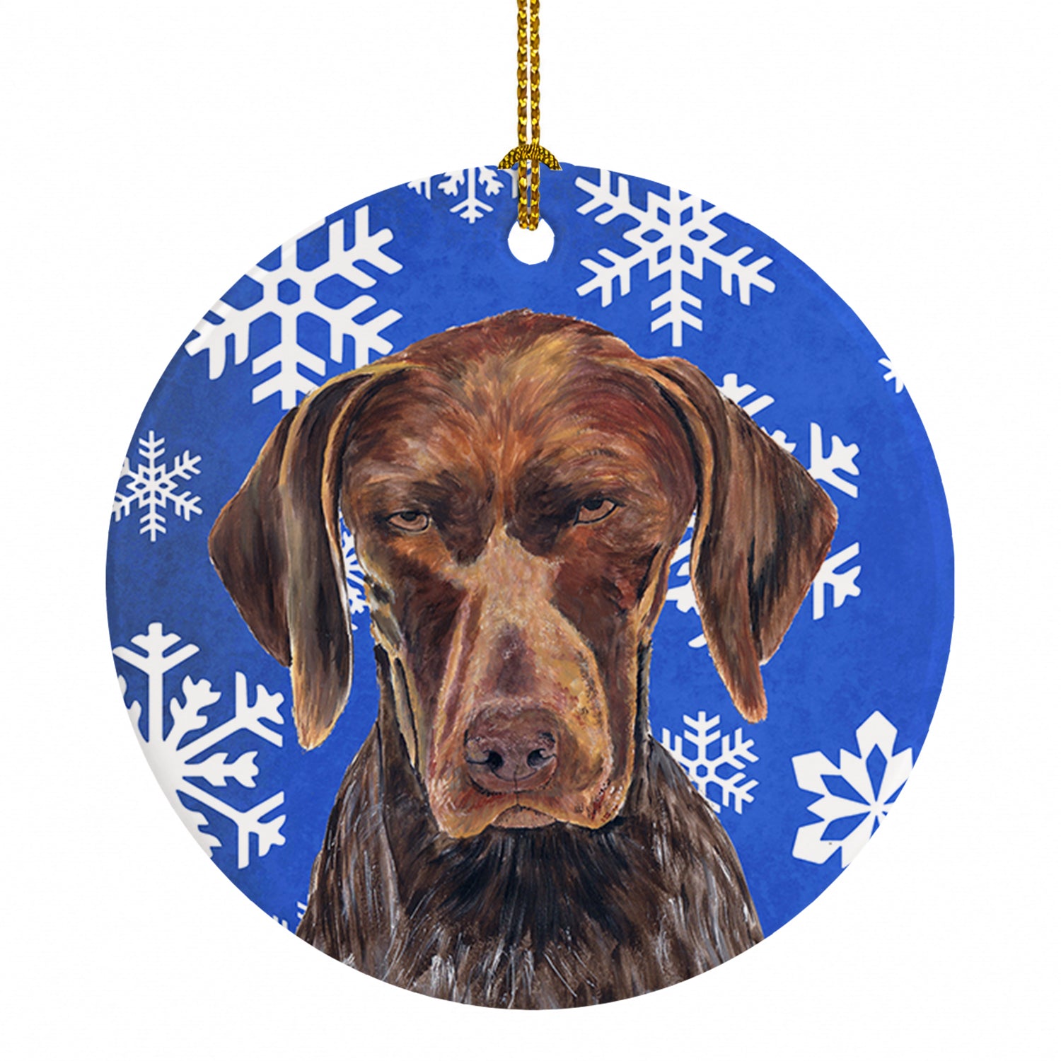 German Shorthaired Pointer Winter Snowflakes Holiday Ceramic Ornament Christmas Tree Hanging Decorations for Home Christmas Holiday, Party, Gift, 3 in, Multicolor