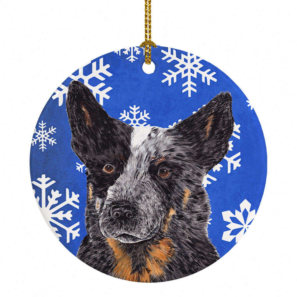 Australian Cattle Dog Winter Snowflakes Holiday Ceramic Ornament Christmas Tree Hanging Decorations for Home Christmas Holiday, Party, Gift, 3 in, Multicolor