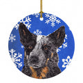 Australian Cattle Dog Winter Snowflakes Holiday Ceramic Ornament Christmas Tree Hanging Decorations for Home Christmas Holiday, Party, Gift, 3 in, Multicolor