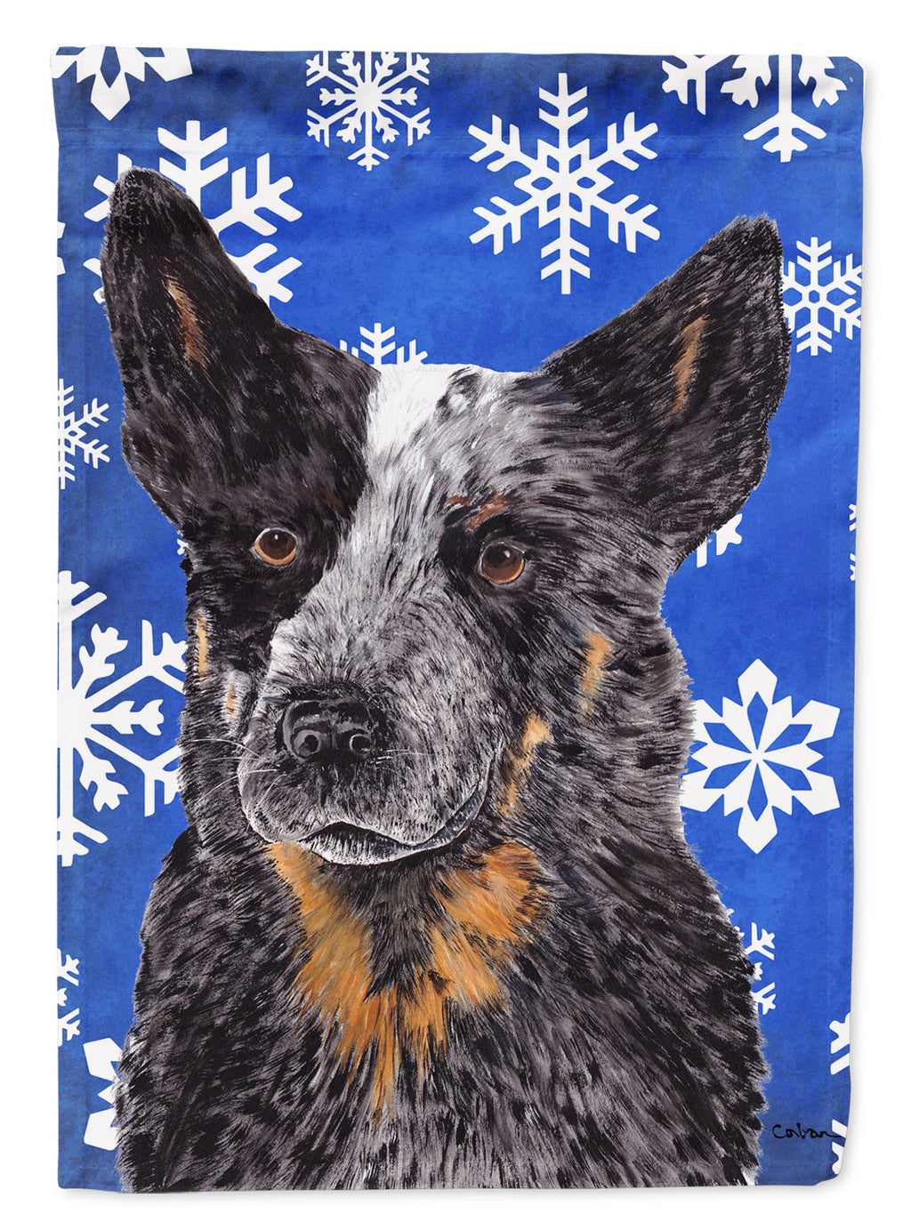 Australian Cattle Dog Winter Snowflakes Holiday Garden Flag Mailbox Decorative Yard Banner Outside Patio Artwork for Flower Beds, Garden Size, Multicolor