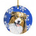 Australian Shepherd Winter Snowflakes Holiday Ceramic Ornament Christmas Tree Hanging Decorations for Home Christmas Holiday, Party, Gift, 3 in, Multicolor