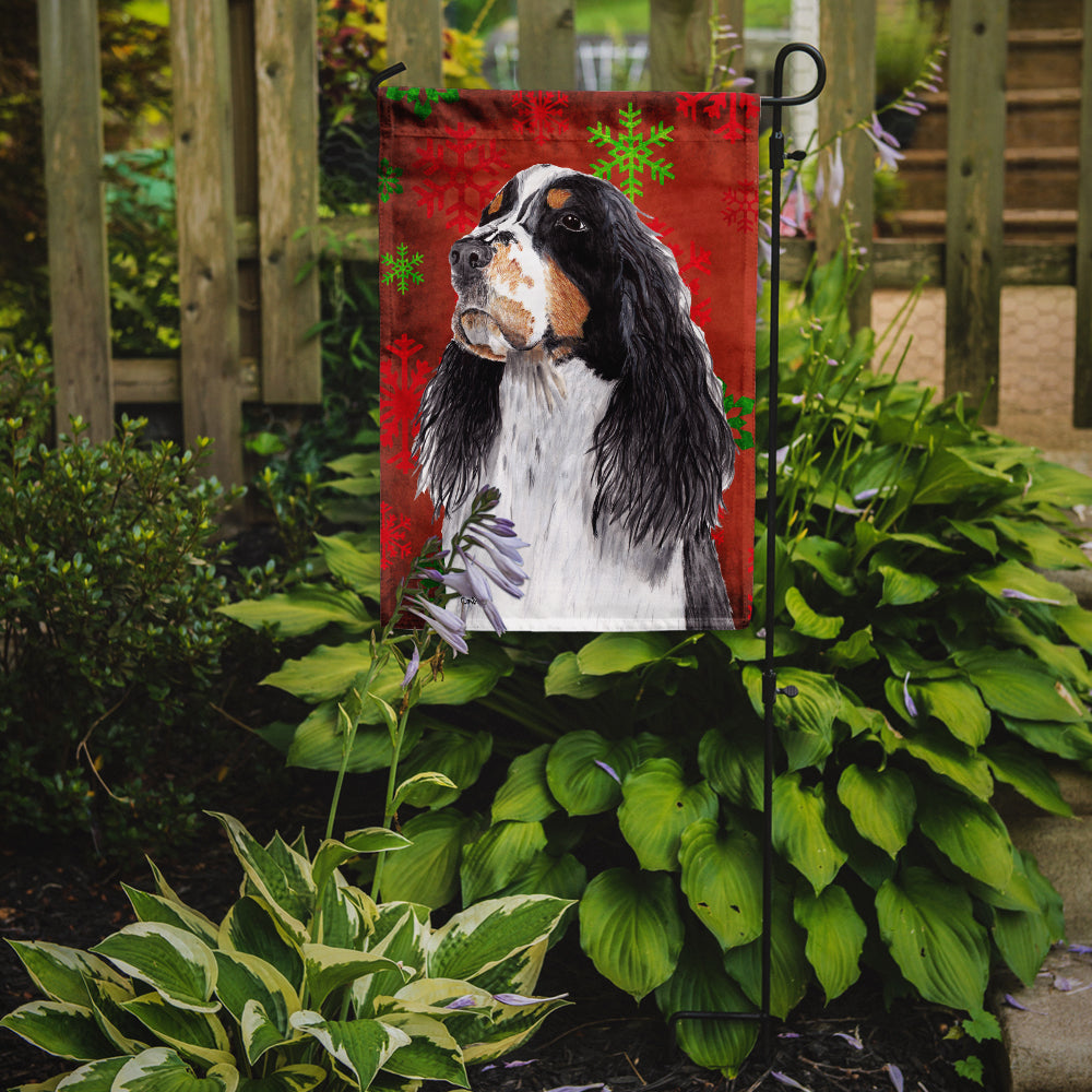 Springer Spaniel Red and Green Snowflakes Holiday Christmas Garden Flag Mailbox Decorative Yard Banner Outside Patio Artwork for Flower Beds, Garden Size, Multicolor