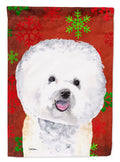 Bichon Frise Red and Green Snowflakes Holiday Christmas Garden Flag Mailbox Decorative Yard Banner Outside Patio Artwork for Flower Beds, Garden Size, Multicolor