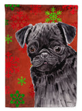 Pug Red and Green Snowflakes Holiday Christmas Garden Flag Mailbox Decorative Yard Banner Outside Patio Artwork for Flower Beds, Garden Size, Multicolor
