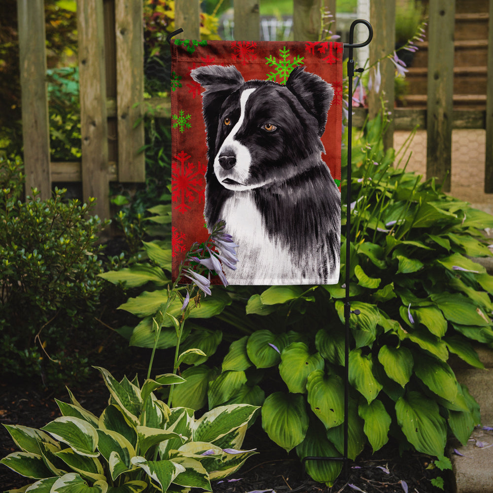 Border Collie Red and Green Snowflakes Holiday Christmas Garden Flag Mailbox Decorative Yard Banner Outside Patio Artwork for Flower Beds, Garden Size, Multicolor