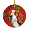 Beagle Red and Green Snowflakes Holiday Christmas Ceramic Ornament Christmas Tree Hanging Decorations for Home Christmas Holiday, Party, Gift, 3 in, Multicolor