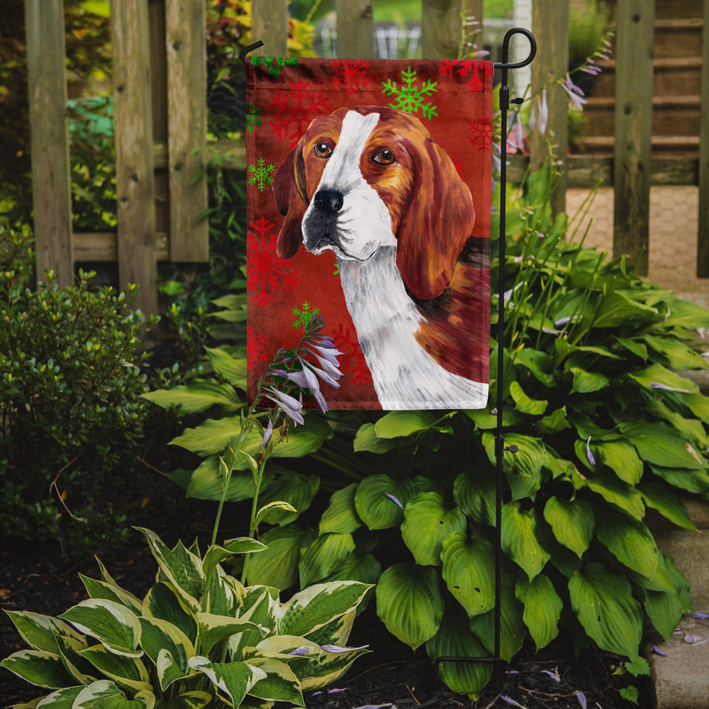 Beagle Red and Green Snowflakes Holiday Christmas Garden Flag Mailbox Decorative Yard Banner Outside Patio Artwork for Flower Beds, Garden Size, Multicolor
