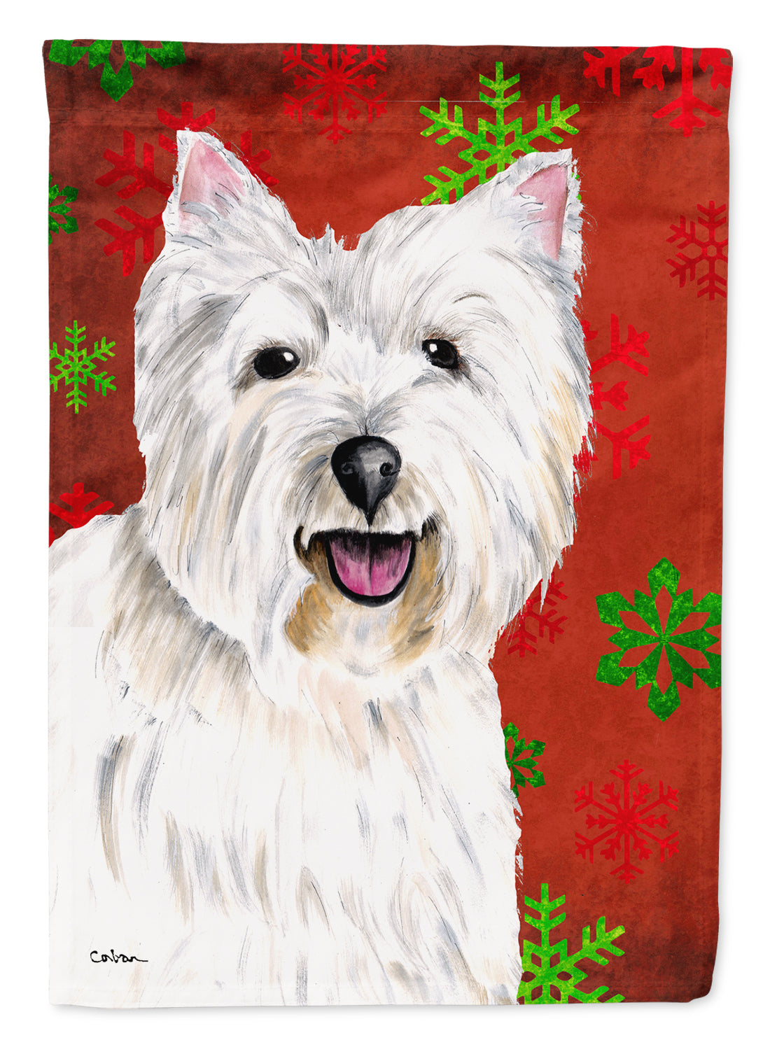 Westie Red and Green Snowflakes Holiday Christmas Garden Flag Mailbox Decorative Yard Banner Outside Patio Artwork for Flower Beds, Garden Size, Multicolor