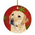 Labrador Red and Green Snowflakes Holiday Christmas Ceramic Ornament Christmas Tree Hanging Decorations for Home Christmas Holiday, Party, Gift, 3 in, Multicolor