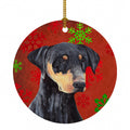 Doberman Red and Green Snowflakes Holiday Christmas Ceramic Ornament Christmas Tree Hanging Decorations for Home Christmas Holiday, Party, Gift, 3 in, Multicolor