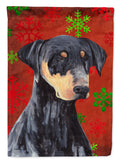 Doberman Red and Green Snowflakes Holiday Christmas Garden Flag Mailbox Decorative Yard Banner Outside Patio Artwork for Flower Beds, Garden Size, Multicolor