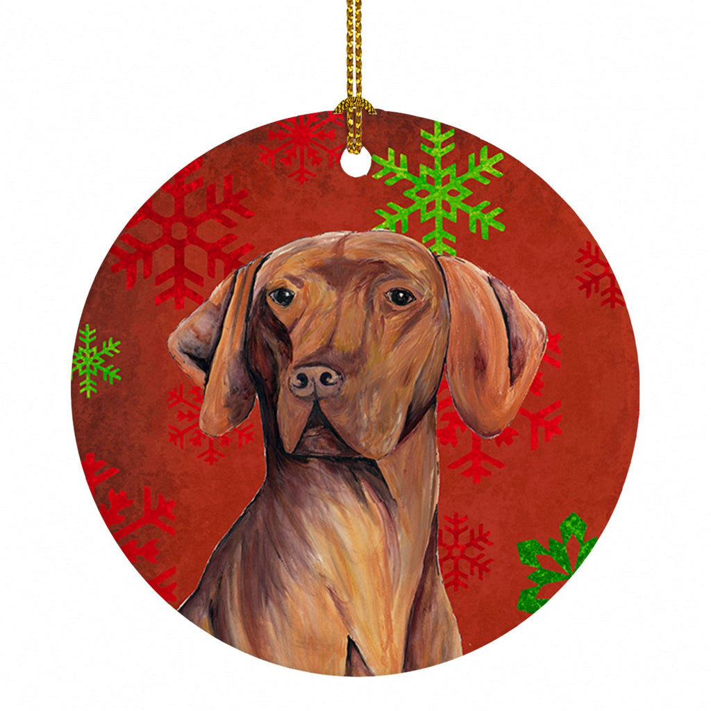 Vizsla Red and Green Snowflakes Holiday Christmas Ceramic Ornament Christmas Tree Hanging Decorations for Home Christmas Holiday, Party, Gift, 3 in, Multicolor