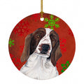 Welsh Springer Spaniel Red  Green Snowflakes Holiday Christmas Ceramic Ornament Christmas Tree Hanging Decorations for Home Christmas Holiday, Party, Gift, 3 in, Multicolor