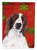 Welsh Springer Spaniel Red Green Snowflakes Holiday Christmas House Flag 28x40 Porch Sleeve Pole Decorative Outside Yard Banner Artwork Wall Hanging, Polyester
