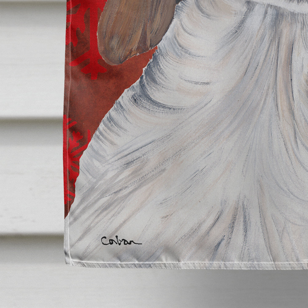 Welsh Springer Spaniel Red Green Snowflakes Holiday Christmas House Flag 28x40 Porch Sleeve Pole Decorative Outside Yard Banner Artwork Wall Hanging, Polyester
