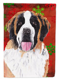 Saint Bernard Red Green Snowflake Christmas Garden Flag Mailbox Decorative Yard Banner Outside Patio Artwork for Flower Beds, Garden Size, Multicolor