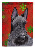 Scottish Terrier Red and Green Snowflakes Holiday Christmas Garden Flag Mailbox Decorative Yard Banner Outside Patio Artwork for Flower Beds, Garden Size, Multicolor