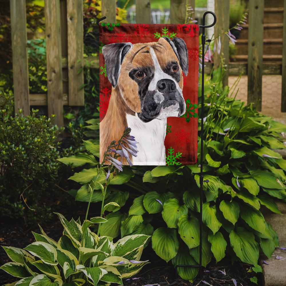 Boxer Red and Green Snowflakes Holiday Christmas Garden Flag Mailbox Decorative Yard Banner Outside Patio Artwork for Flower Beds, Garden Size, Multicolor