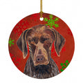 German Shorthaired Pointer Red  Snowflakes Holiday Christmas Ceramic Ornament Christmas Tree Hanging Decorations for Home Christmas Holiday, Party, Gift, 3 in, Multicolor