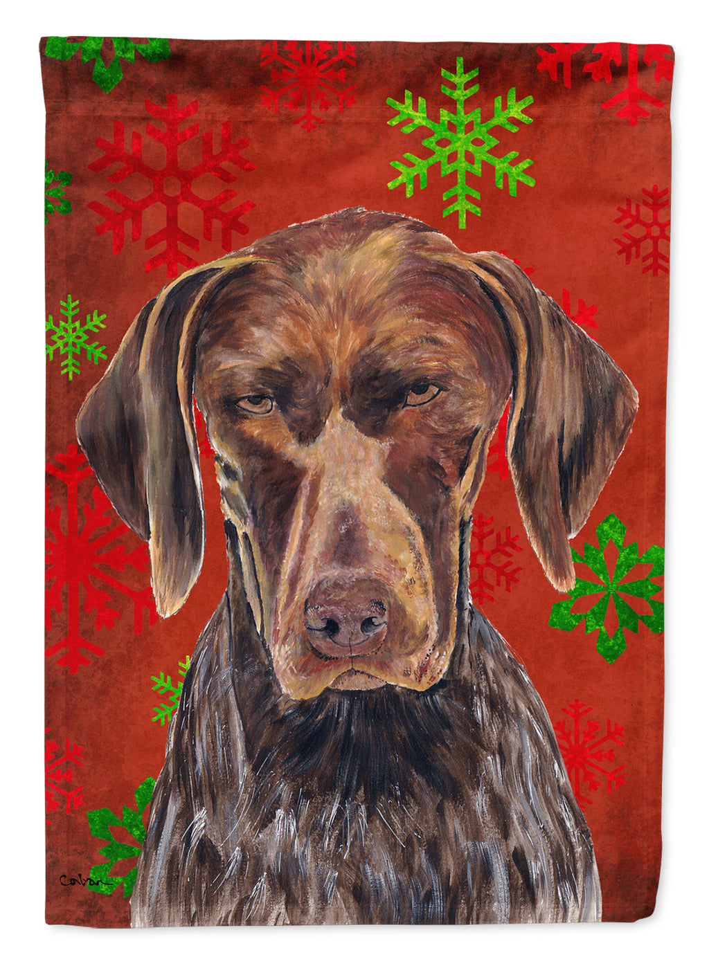 German Shorthaired Pointer Red  Snowflakes Holiday Christmas Garden Flag Mailbox Decorative Yard Banner Outside Patio Artwork for Flower Beds, Garden Size, Multicolor