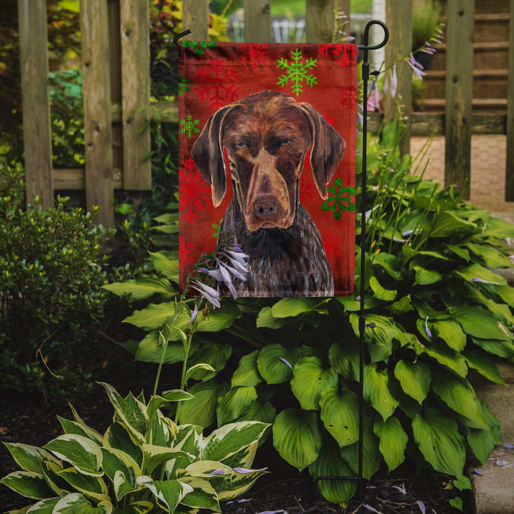 German Shorthaired Pointer Red  Snowflakes Holiday Christmas Garden Flag Mailbox Decorative Yard Banner Outside Patio Artwork for Flower Beds, Garden Size, Multicolor
