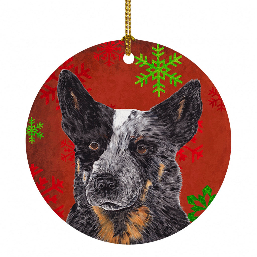 Australian Cattle Dog Red Green Snowflakes Christmas Ceramic Ornament Christmas Tree Hanging Decorations for Home Christmas Holiday, Party, Gift, 3 in, Multicolor