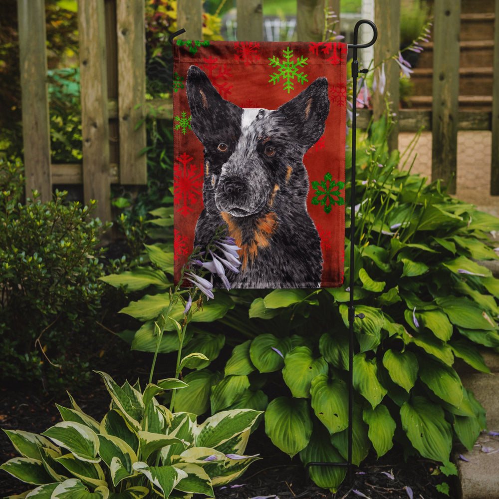 Australian Cattle Dog Red Green Snowflakes Christmas Garden Flag Mailbox Decorative Yard Banner Outside Patio Artwork for Flower Beds, Garden Size, Multicolor
