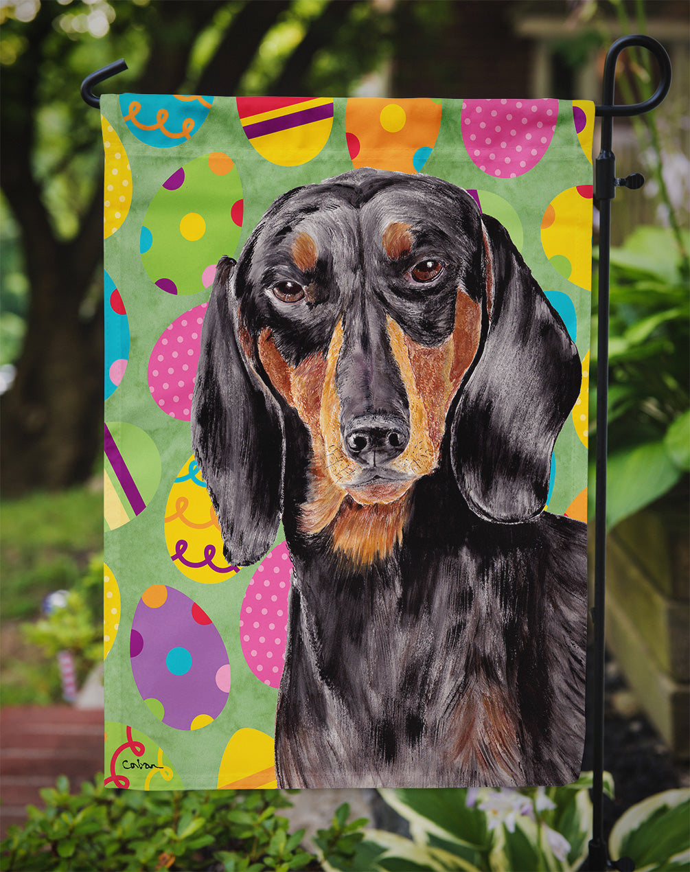Dachshund Easter Eggtravaganza Garden Flag Mailbox Decorative Yard Banner Outside Patio Artwork for Flower Beds, Garden Size, Multicolor