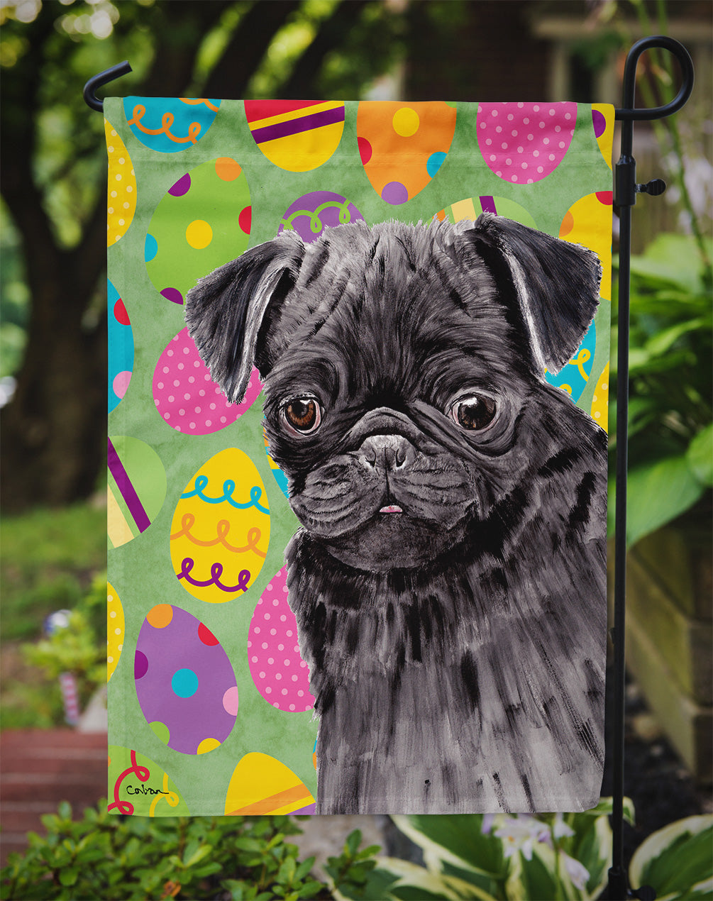 Pug Easter Eggtravaganza Garden Flag Mailbox Decorative Yard Banner Outside Patio Artwork for Flower Beds, Garden Size, Multicolor