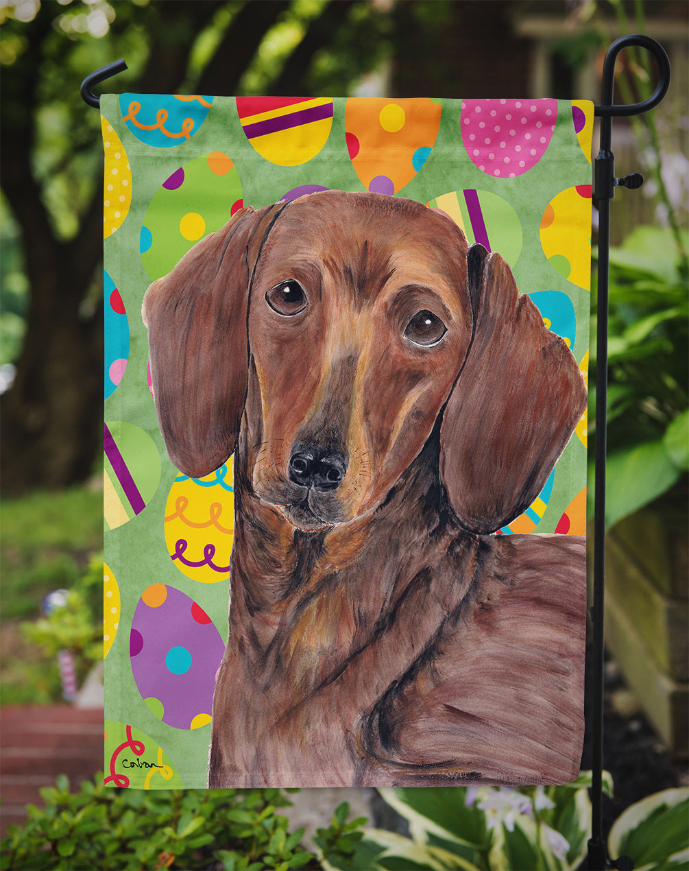 Dachshund Easter Eggtravaganza Garden Flag Mailbox Decorative Yard Banner Outside Patio Artwork for Flower Beds, Garden Size, Multicolor