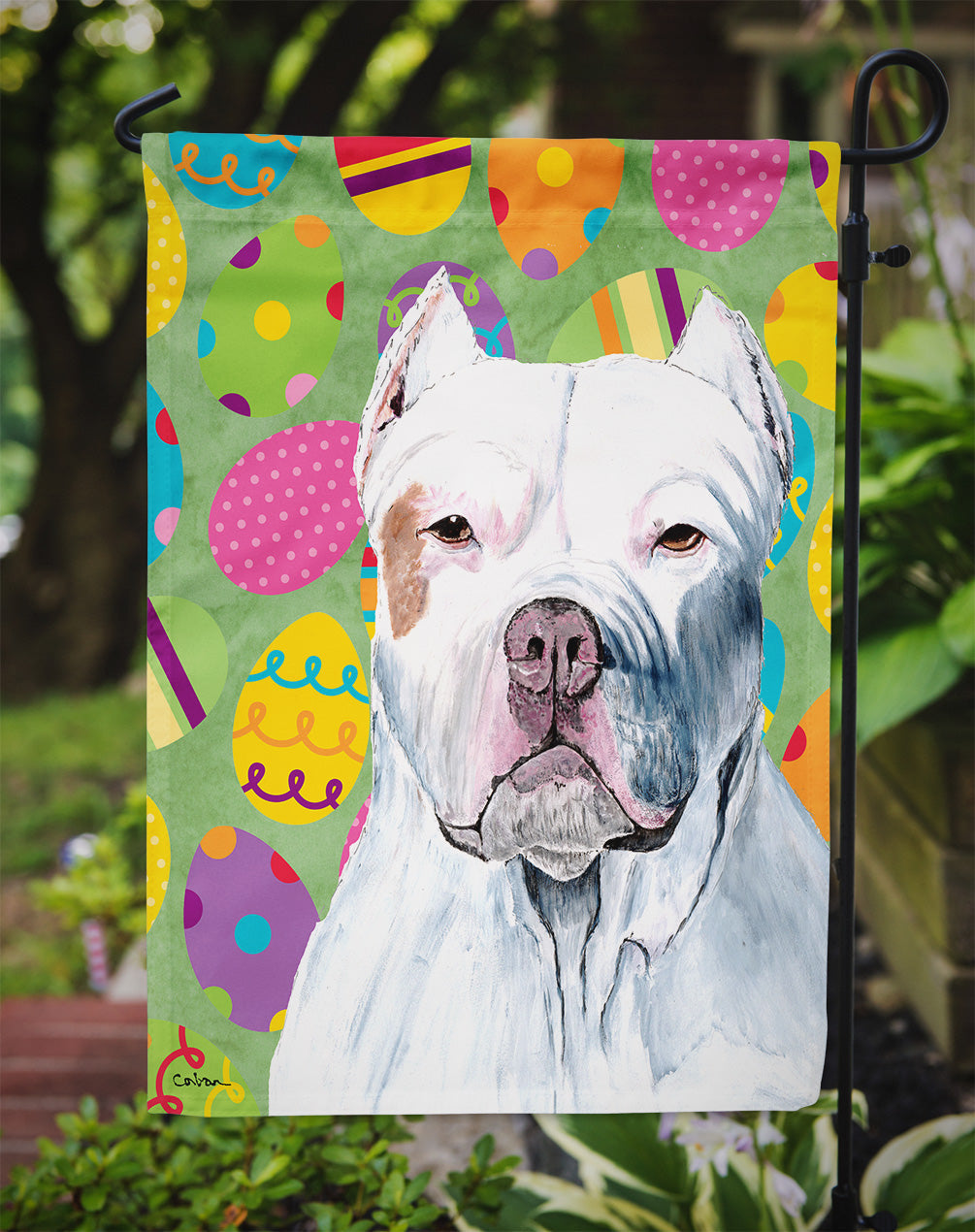Pit Bull Easter Eggtravaganza Garden Flag Mailbox Decorative Yard Banner Outside Patio Artwork for Flower Beds, Garden Size, Multicolor