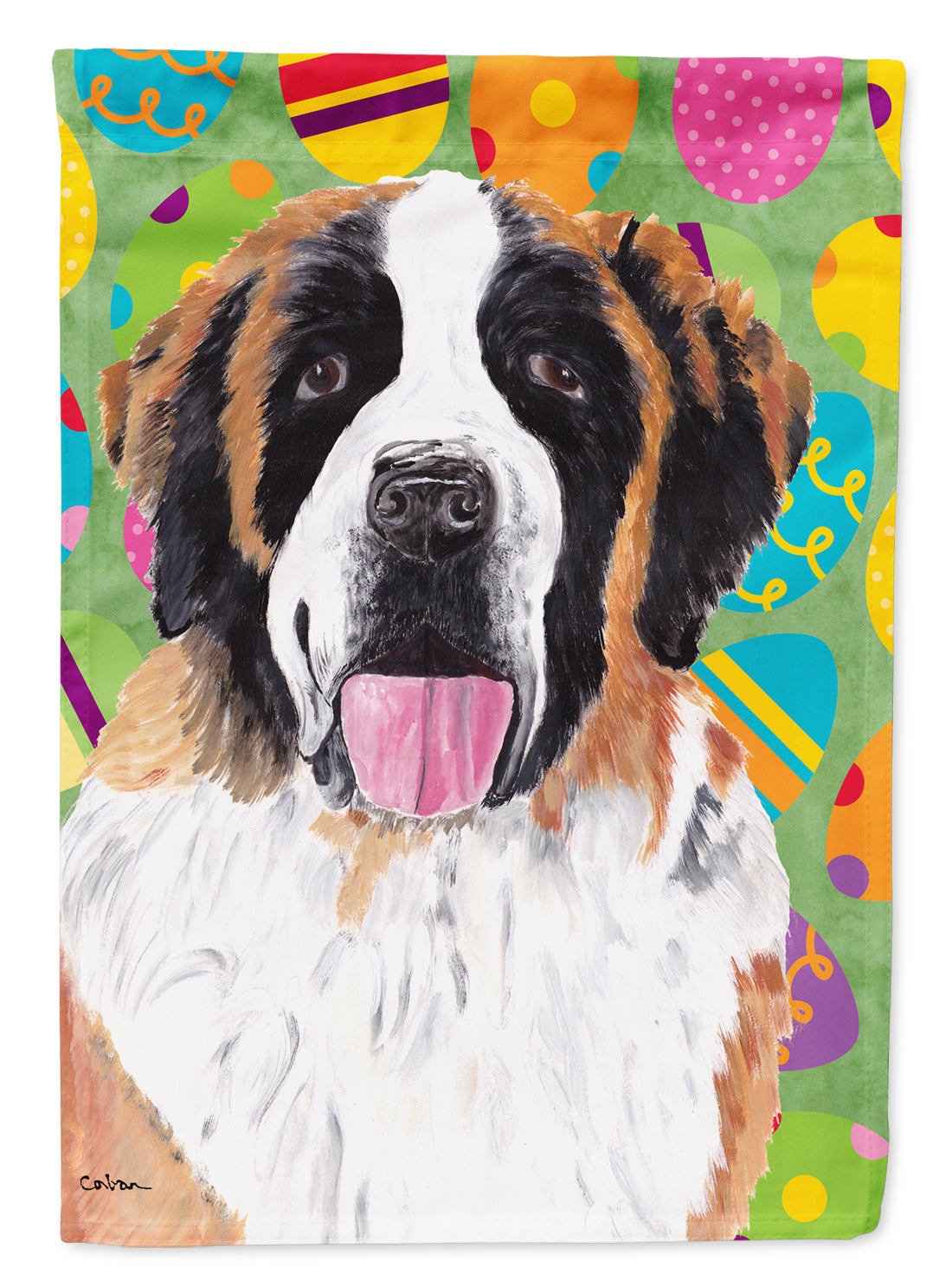 Saint Bernard Easter Eggtravaganza Garden Flag Mailbox Decorative Yard Banner Outside Patio Artwork for Flower Beds, Garden Size, Multicolor
