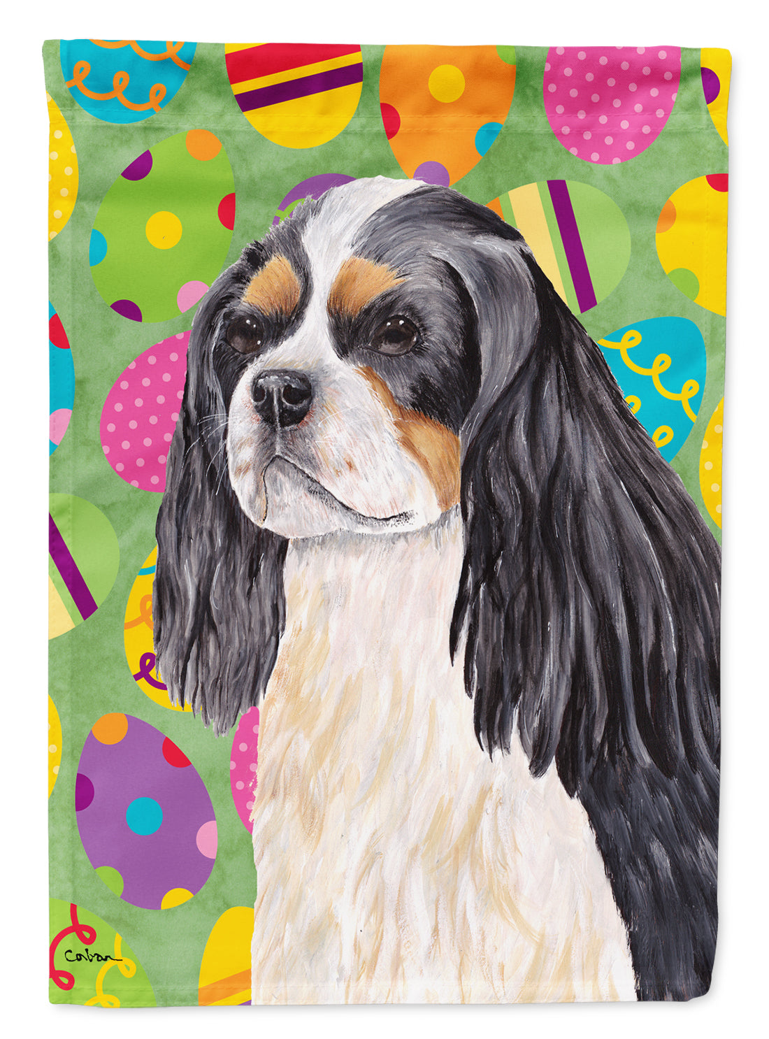 Cavalier Spaniel Easter Eggtravaganza Garden Flag Mailbox Decorative Yard Banner Outside Patio Artwork for Flower Beds, Garden Size, Multicolor