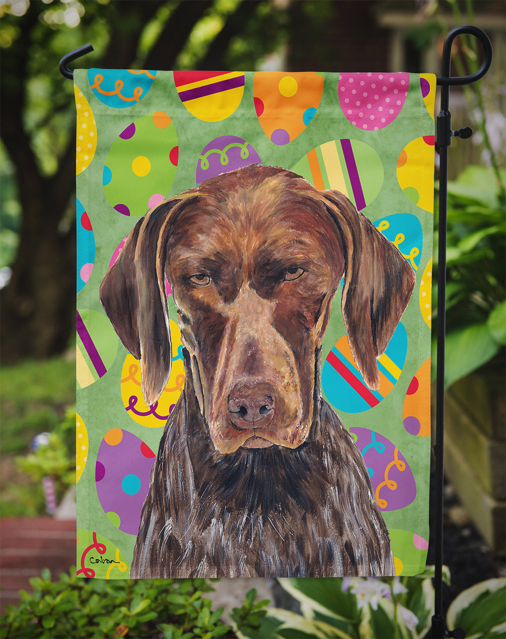 German Shorthaired Pointer Easter Eggtravaganza Garden Flag Mailbox Decorative Yard Banner Outside Patio Artwork for Flower Beds, Garden Size, Multicolor