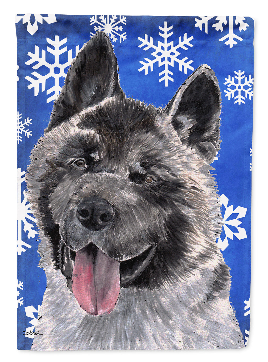 Akita Winter Snowflakes Holiday Garden Flag Mailbox Decorative Yard Banner Outside Patio Artwork for Flower Beds, Garden Size, Multicolor