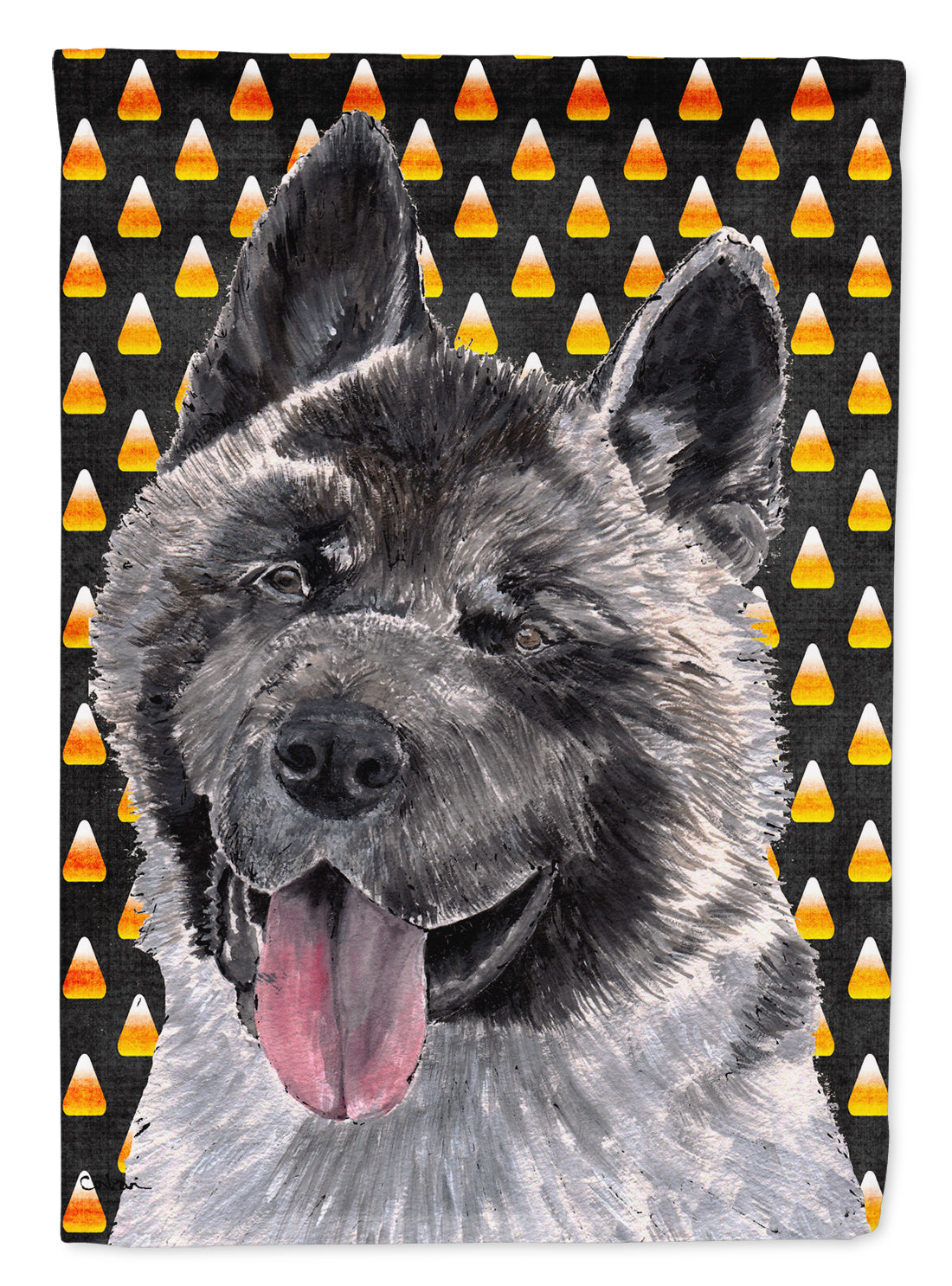 Akita Candy Corn Halloween Garden Flag Mailbox Decorative Yard Banner Outside Patio Artwork for Flower Beds, Garden Size, Multicolor