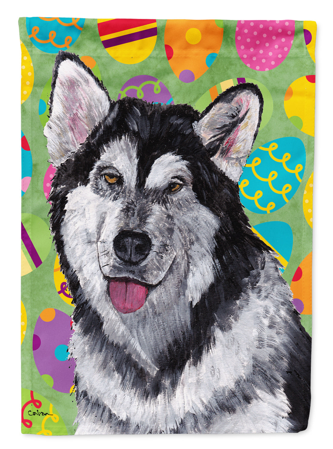 Alaskan Malamute Easter Eggtravaganza Garden Flag Mailbox Decorative Yard Banner Outside Patio Artwork for Flower Beds, Garden Size, Multicolor