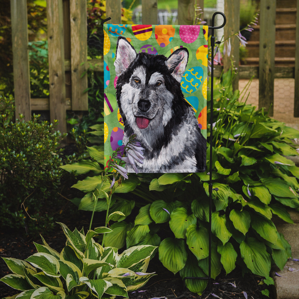 Alaskan Malamute Easter Eggtravaganza Garden Flag Mailbox Decorative Yard Banner Outside Patio Artwork for Flower Beds, Garden Size, Multicolor