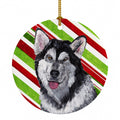 Alaskan Malamute Candy Cane Holiday Christmas Ceramic Ornament Christmas Tree Hanging Decorations for Home Christmas Holiday, Party, Gift, 3 in, Multicolor