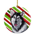 Alaskan Malamute Candy Cane Holiday Christmas Ceramic Ornament Christmas Tree Hanging Decorations for Home Christmas Holiday, Party, Gift, 3 in, Multicolor