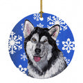 Alaskan Malamute Winter Snowflakes Holiday Ceramic Ornament Christmas Tree Hanging Decorations for Home Christmas Holiday, Party, Gift, 3 in, Multicolor