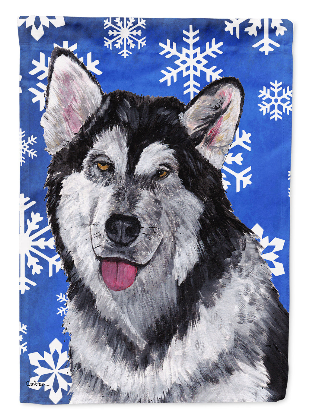 Alaskan Malamute Winter Snowflakes Holiday Garden Flag Mailbox Decorative Yard Banner Outside Patio Artwork for Flower Beds, Garden Size, Multicolor