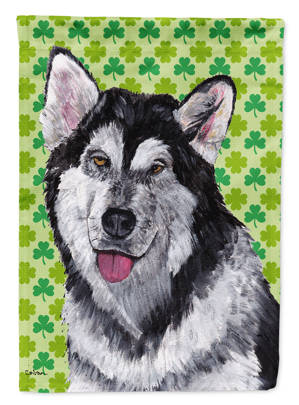 Alaskan Malamute St. Patrick's Day Shamrock Garden Flag Mailbox Decorative Yard Banner Outside Patio Artwork for Flower Beds, Garden Size, Multicolor
