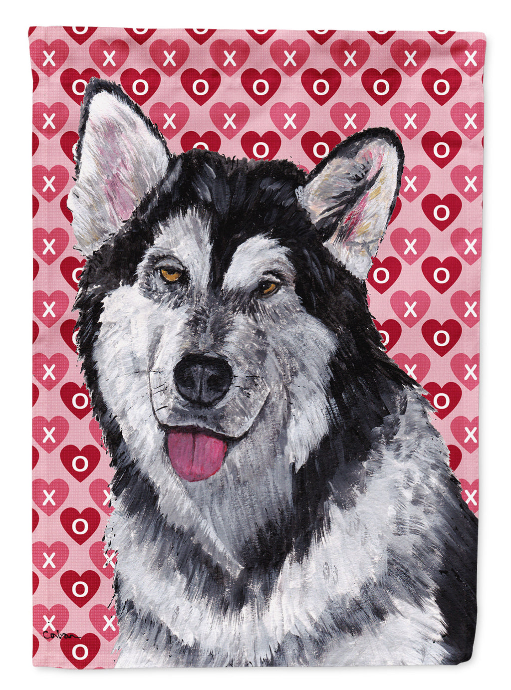 Alaskan Malamute Hearts Love and Valentine's Day Garden Flag Mailbox Decorative Yard Banner Outside Patio Artwork for Flower Beds, Garden Size, Multicolor