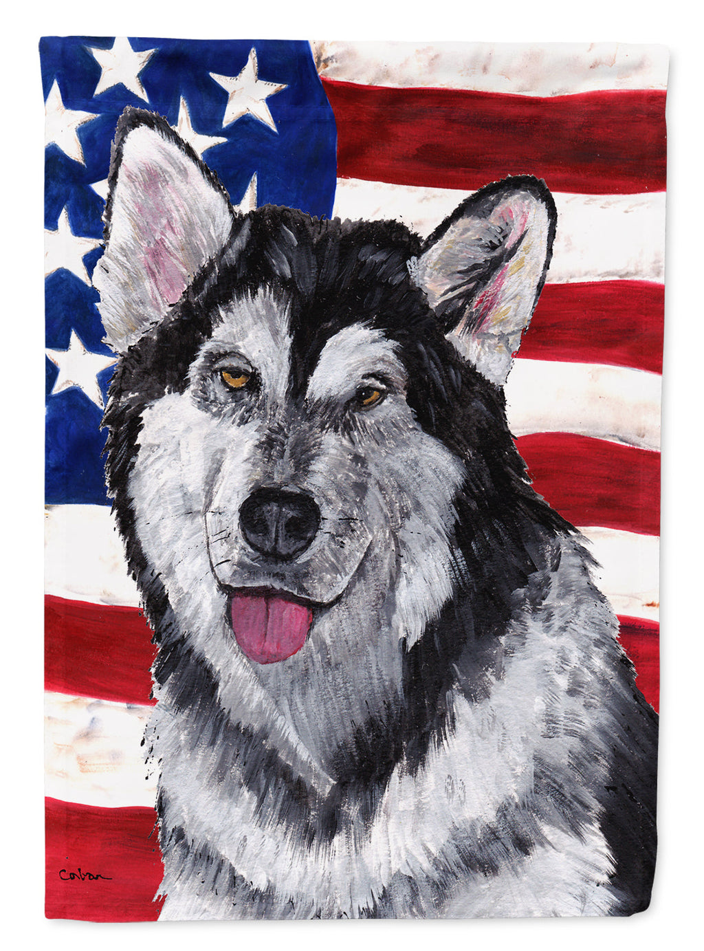 Alaskan Malamute USA Patriotic American Flag Garden Flag Mailbox Decorative Yard Banner Outside Patio Artwork for Flower Beds, Garden Size, Multicolor
