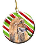Afghan Hound Candy Cane Holiday Christmas Ceramic Ornament Christmas Tree Hanging Decorations for Home Christmas Holiday, Party, Gift, 3 in, Multicolor
