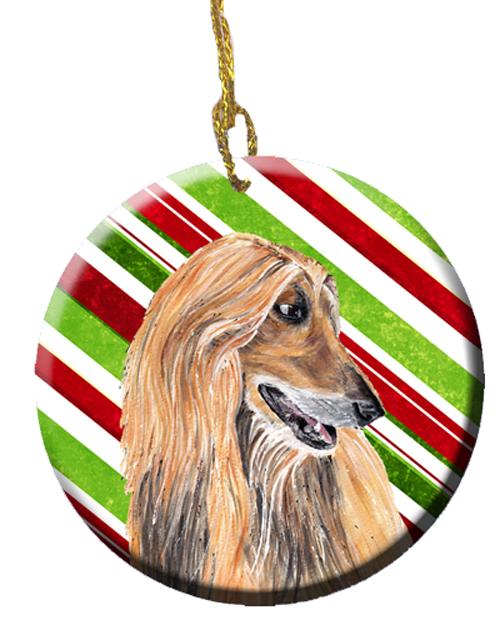 Afghan Hound Candy Cane Holiday Christmas Ceramic Ornament Christmas Tree Hanging Decorations for Home Christmas Holiday, Party, Gift, 3 in, Multicolor